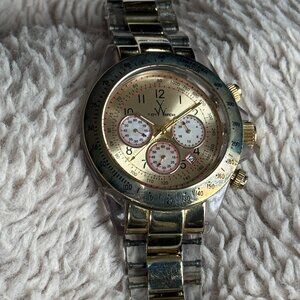 Toy Watch Heavy Metal Chronograph Clear Acrylic and Gold